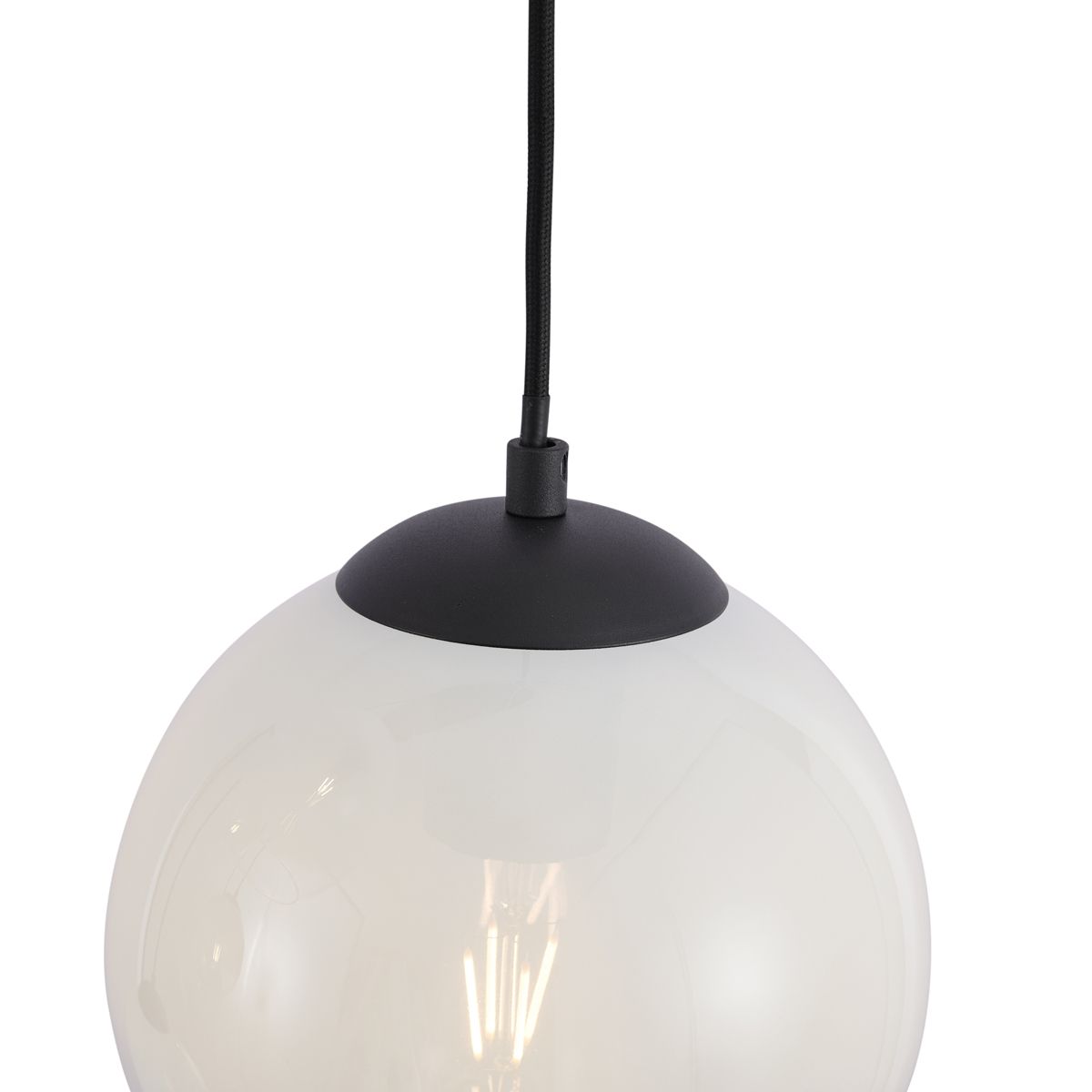 Moderne hanglamp zwart met wit glas langwerpig 6-lichts - Misty