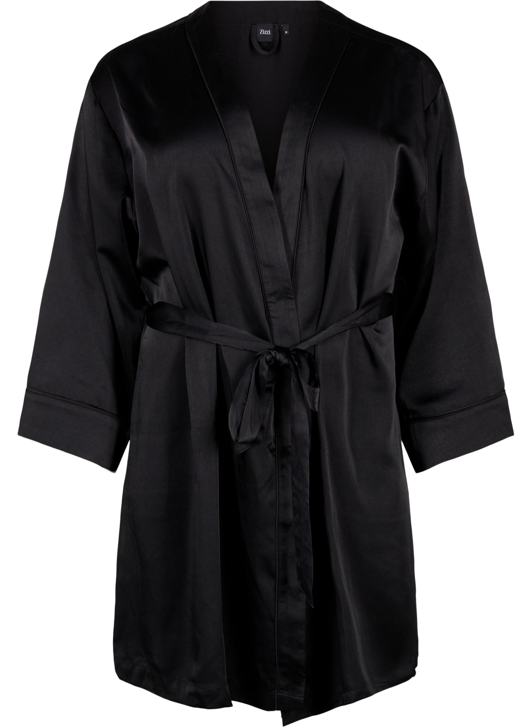 Satin kimono med bælte