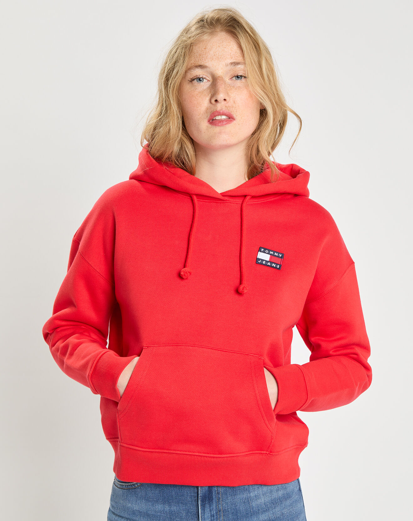 Tommy Jeans Sweat à capuche tommy badge rouge
