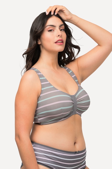 Bustier, Streifen, Vorderverschluss, ohne Bügel, C/D Cup
