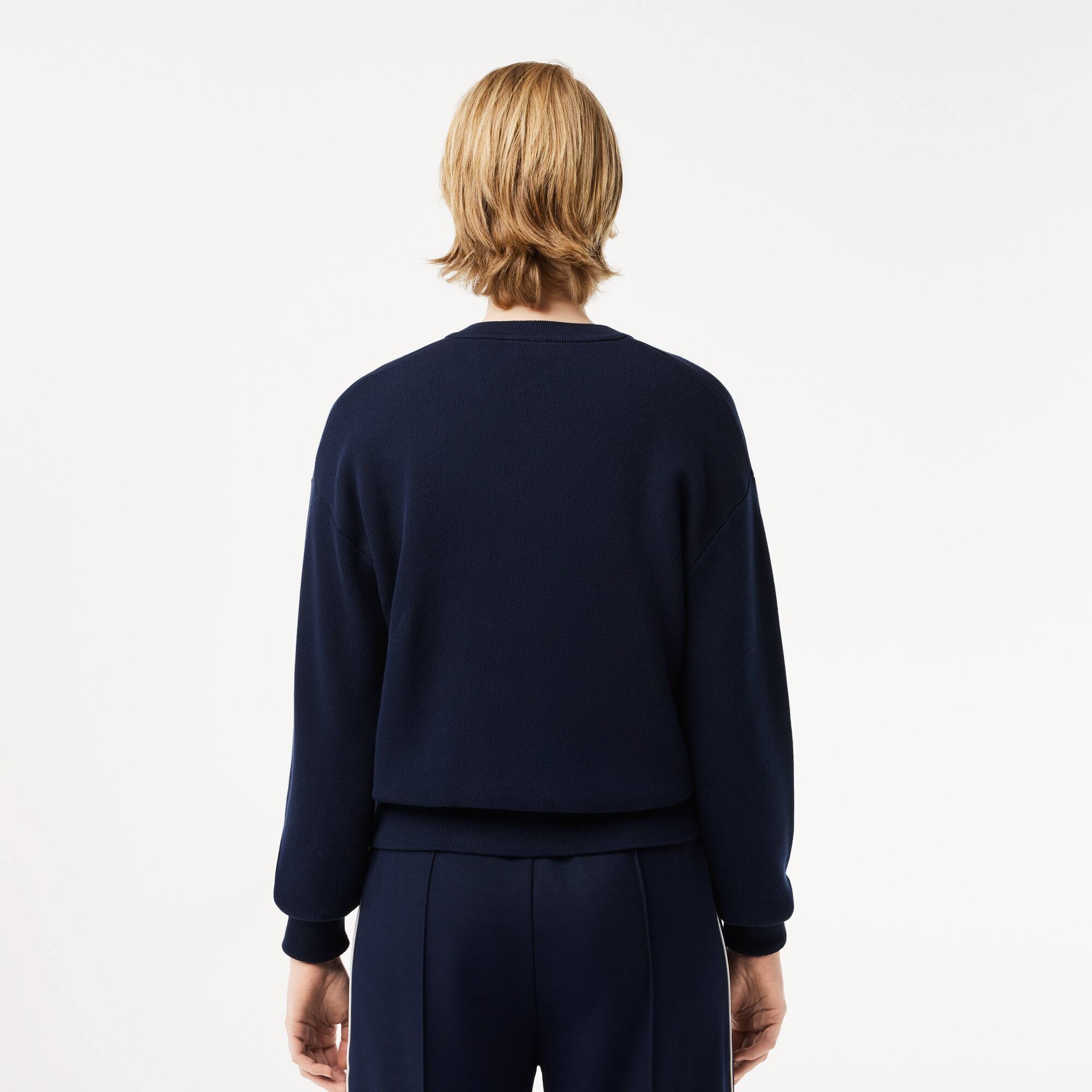 Damen LACOSTE Pullover aus Bio-Baumwolle mit V-Ausschnitt Pullover - Blau - Lacoste - Damen