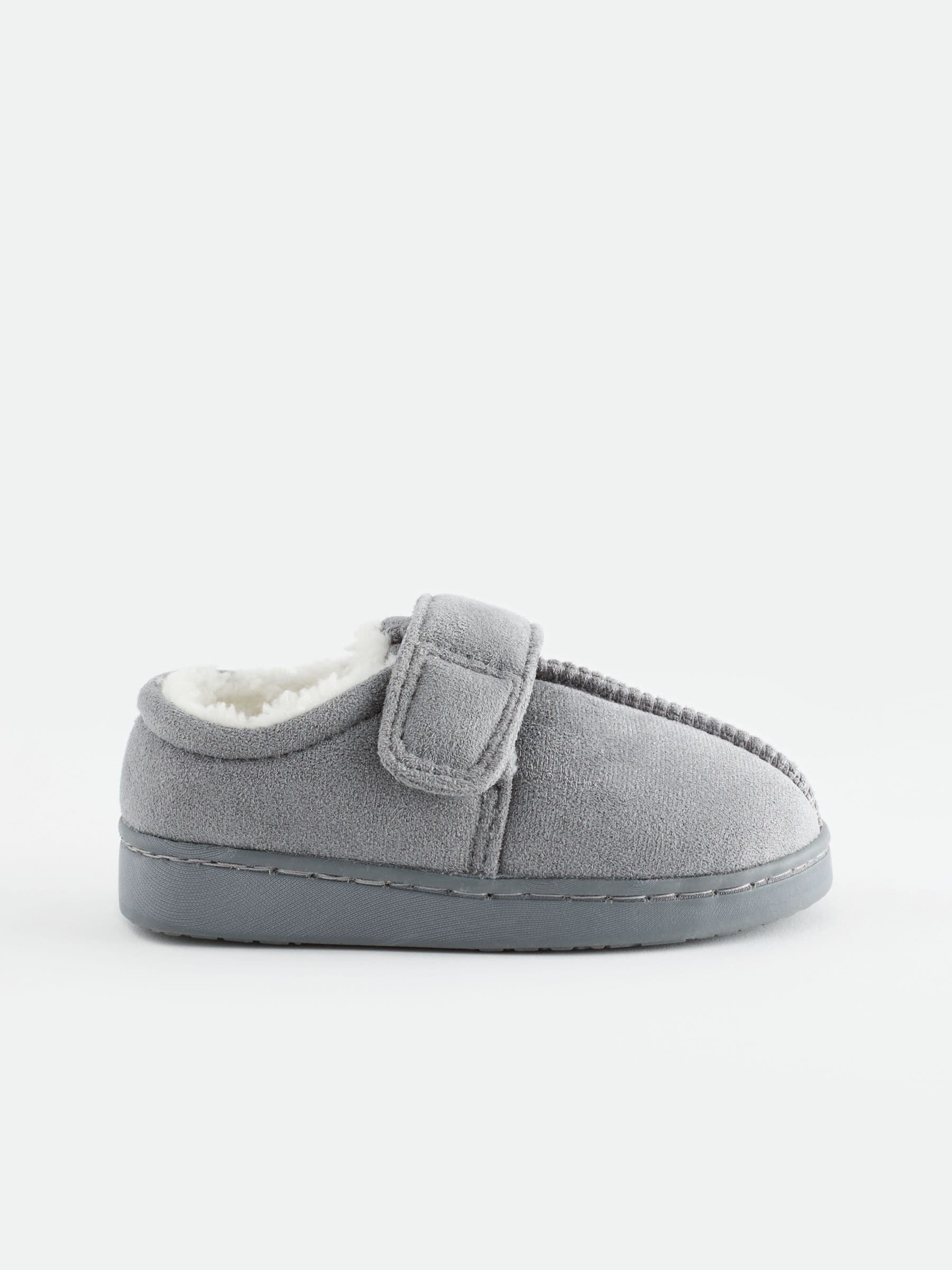 Grijs - Pantoffels met klittenbandsluiting en warme voering