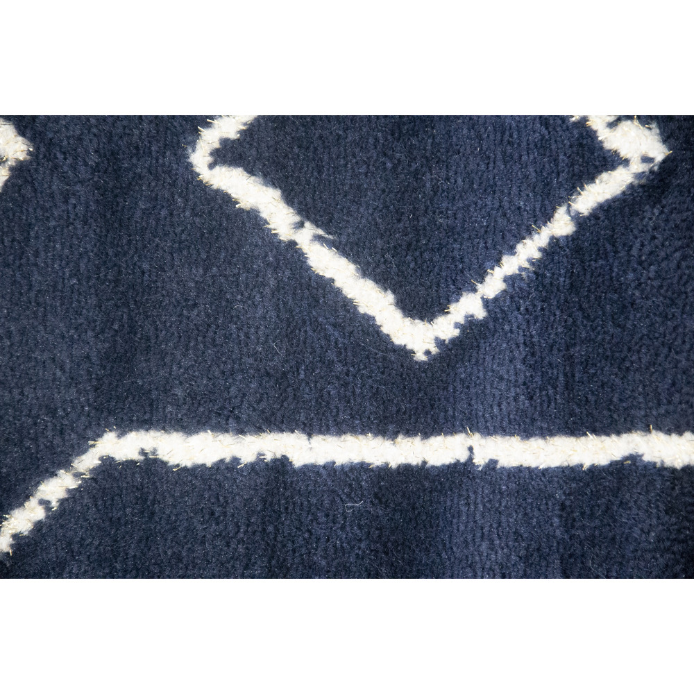 Tapis salon chambre bleu marine motifs dorée géométrique poils doux 150x200cm- décoration- mobilier d'intérieur