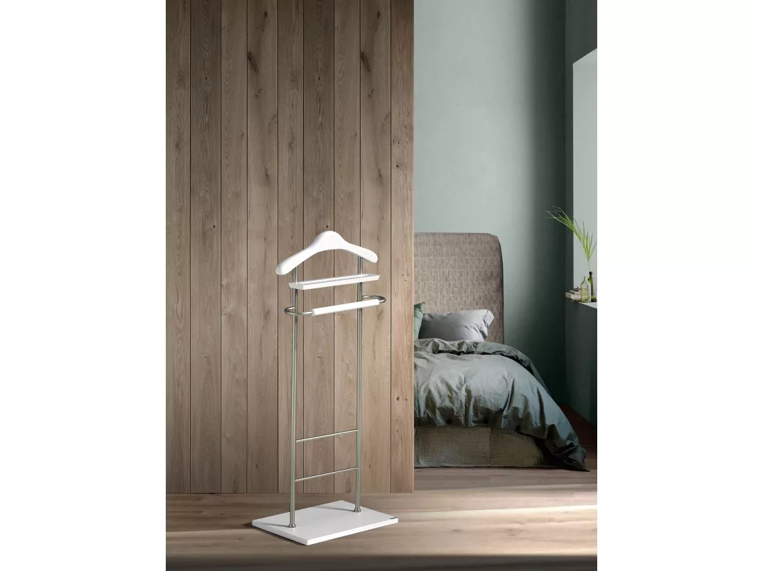 Valet de nuit - H110cm x L45cm x P28cm - hêtre massif blanc - Essence