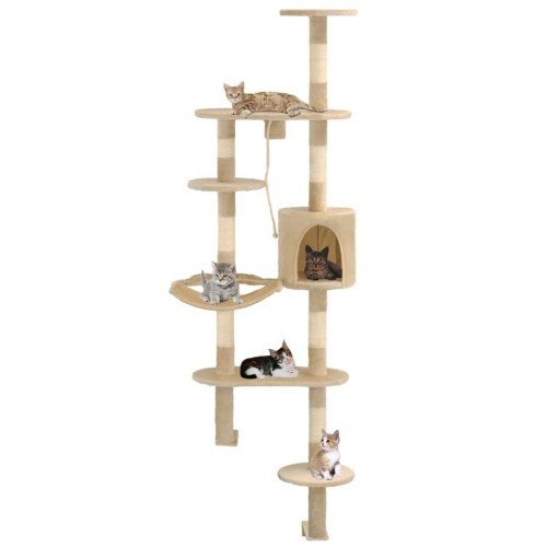 arranhador de parede vidaXL com postes de sisal, bege