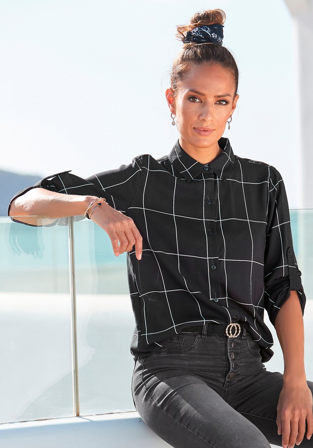 LASCANA Hemdbluse , mit Karoprint und Blusenkragen, Karohemd im Business-Look