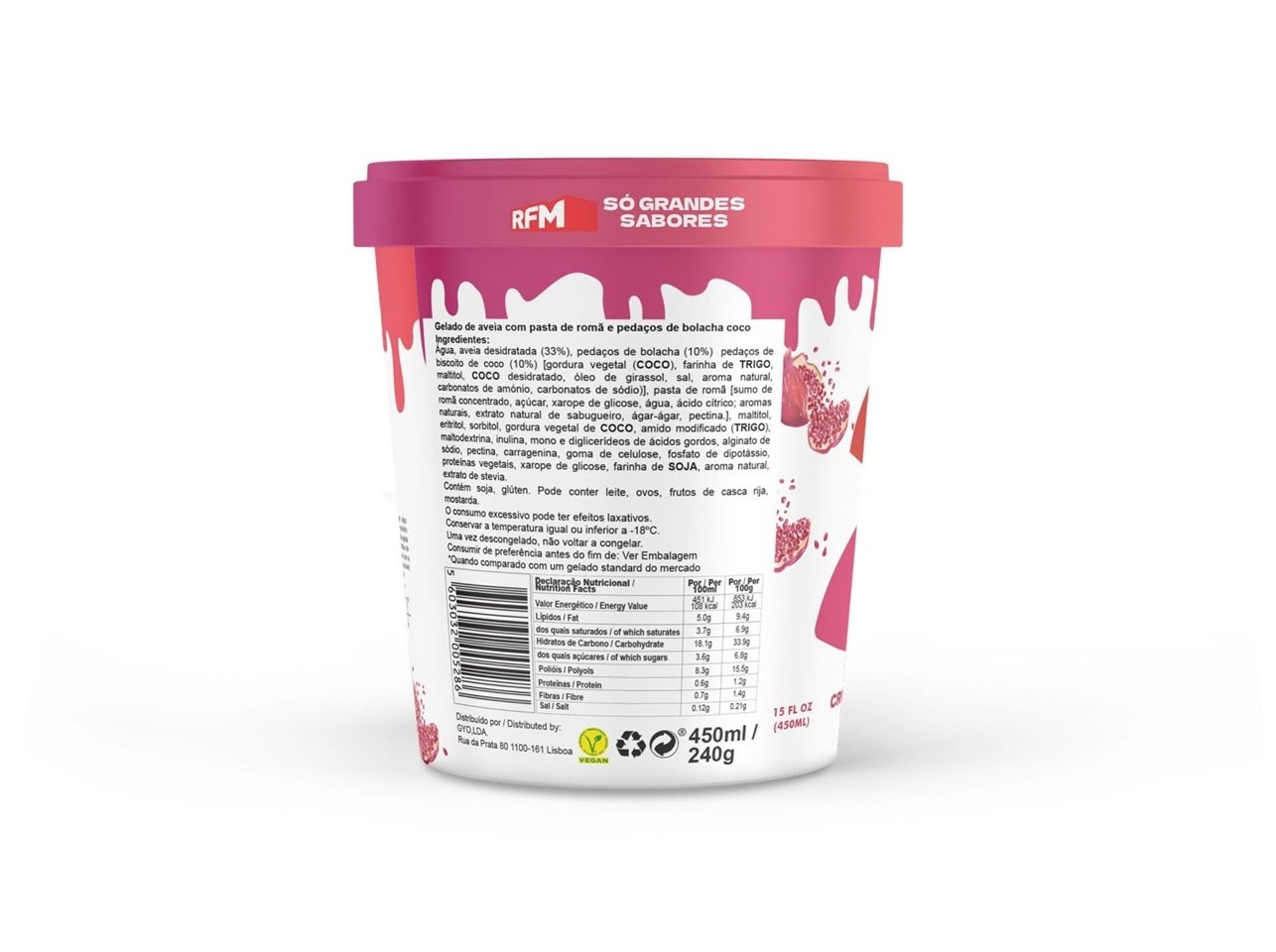 GELADO VEGAN SWEE ROMÃ- TICO CRUNCHY COCONUT COOKIES 450ML