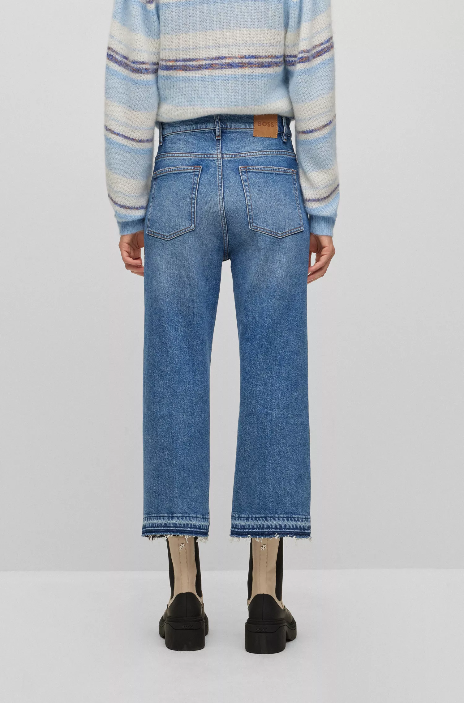 Calça jeans BOSS preta de cintura alta em denim azul com elasticidade confortável