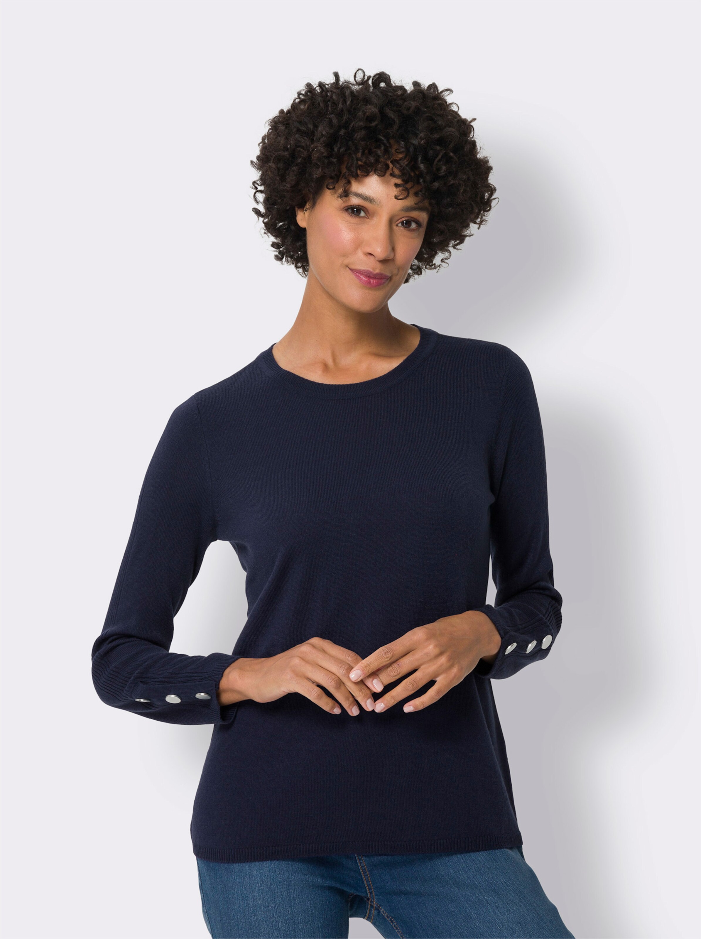 Langarm-Pullover mit Zierknöpfen