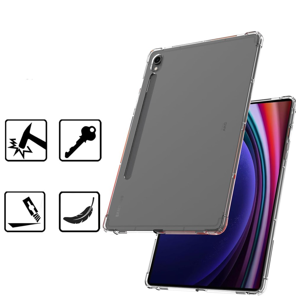 Samsung Galaxy Tab S10 Lite / S10 FE / Tab S9 FE Gummi Case Hülle Air Cushion Fallschutz   S-Pen Aussparung - Transparent
