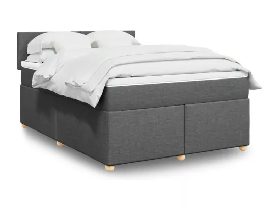 Sommier à lattes de lit avec matelas Gris foncé 160x200cm Tissu