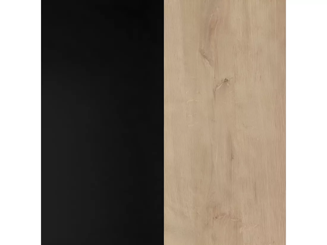 Vitrine 194 cm 3 portes 4 casiers décor bois de chêne et noir - MODE