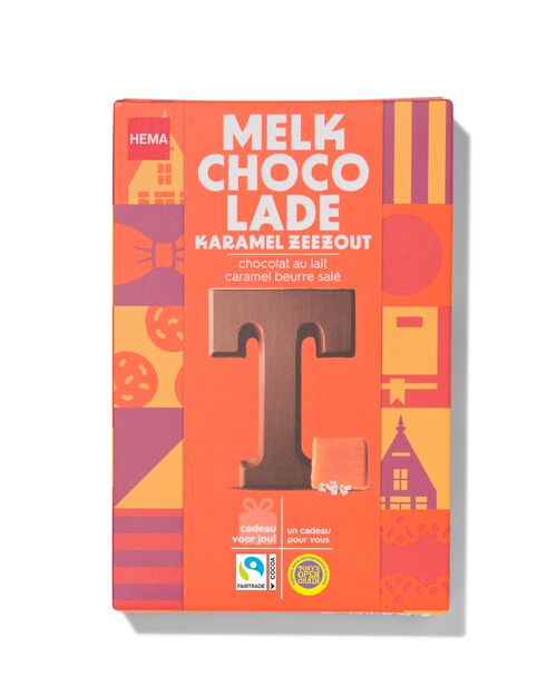 lettre T en chocolat au lait caramel beurre salé 135g