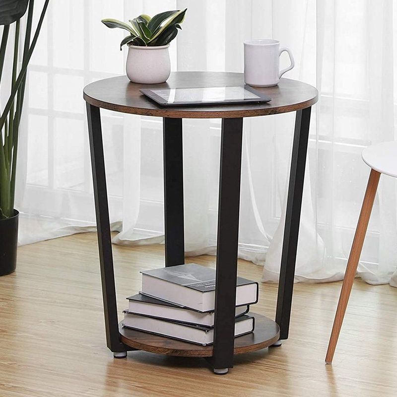 Bijzettafel Firas - Bruin/Zwart - Rond - Ø50 cm