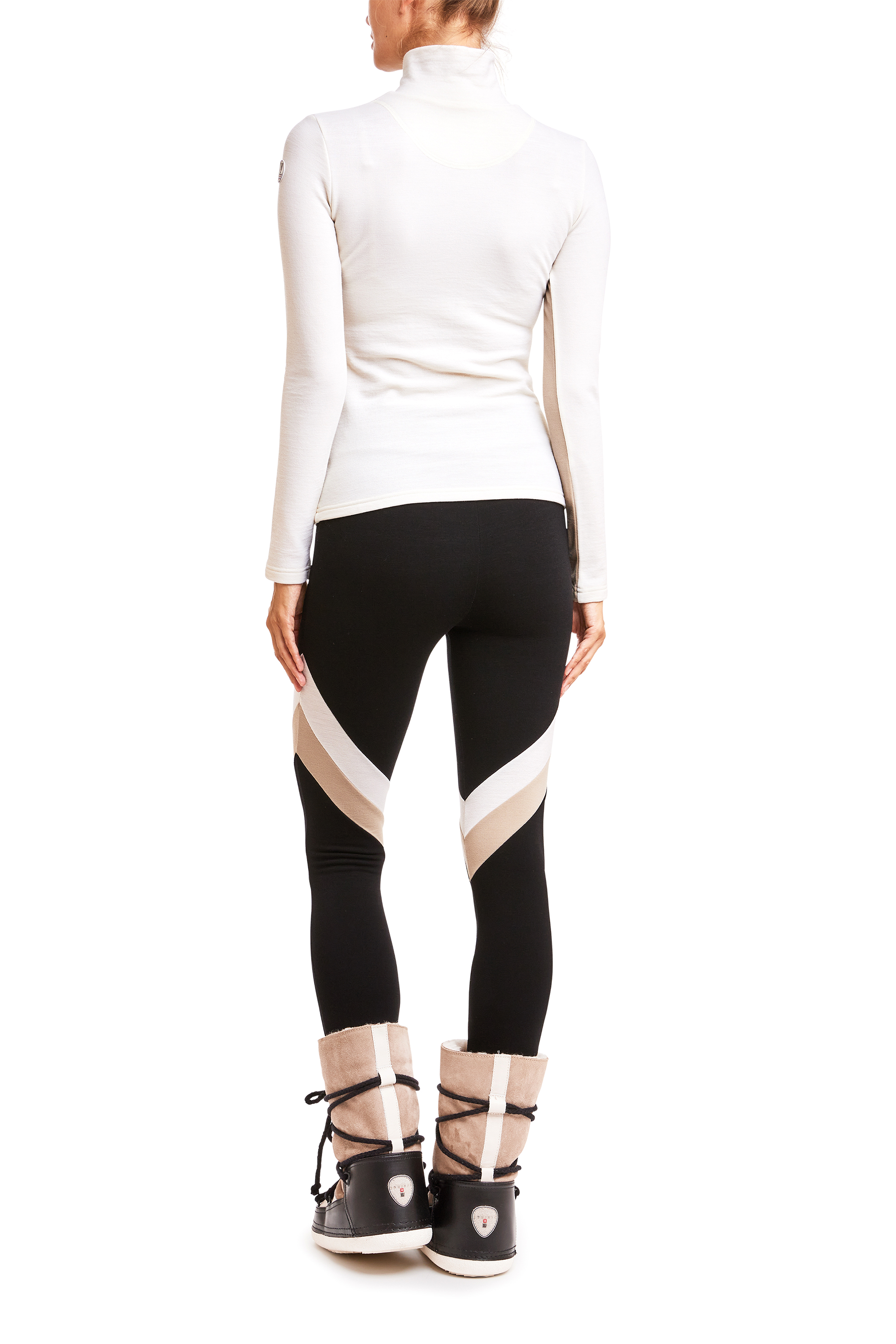 Voss Chevron Zip Up Dame Off White