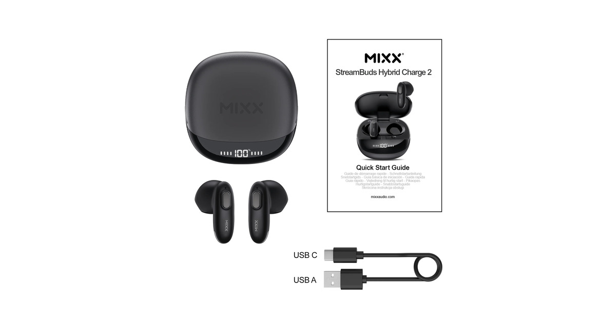 MIXXStreamBuds Hybrid Charge 2 True Wireless Earbuds in-ear oortjes  (Zwart)