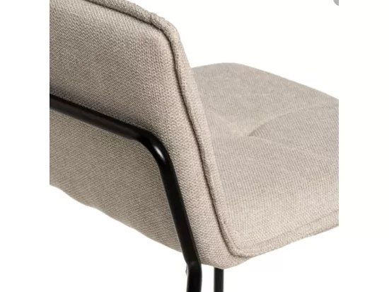 Tabouret moderne tissu avec pieds en métal noir Botane-Couleur Beige clair-Hauteur d'assise 65 cm