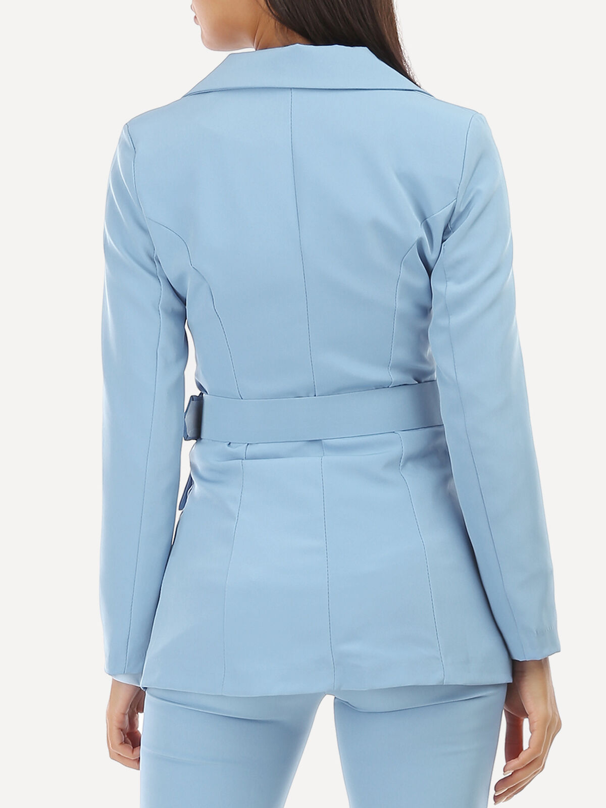 Veste blazer ceinturée- Bleu ciel