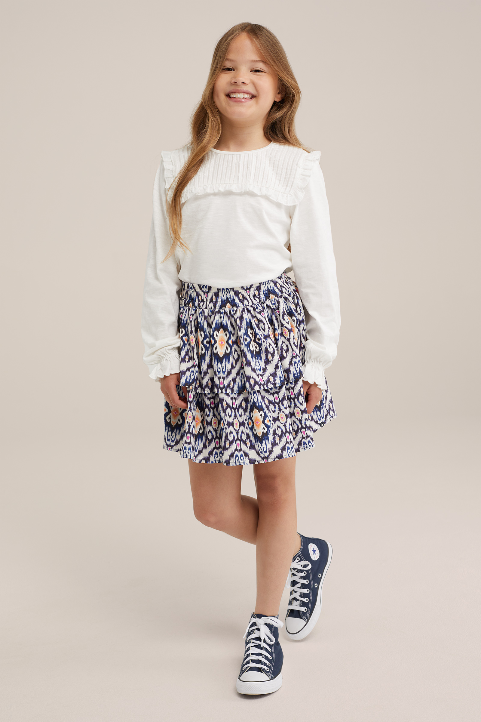 Meisjes rok met dessin WE Fashion Donkerblauw
