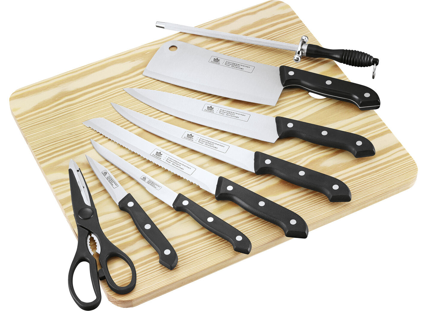 Messerset mit Schneidebrett, 9-teilig