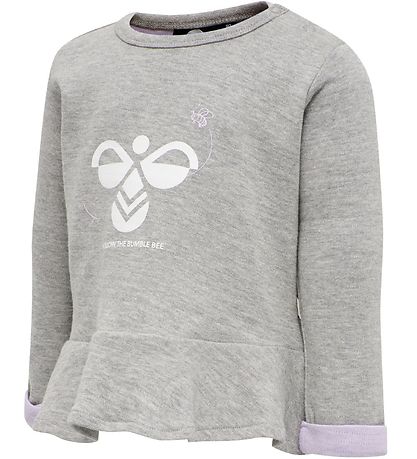 Hummel Sweatshirt - hmlAlberte - Gråmeleret m. Print