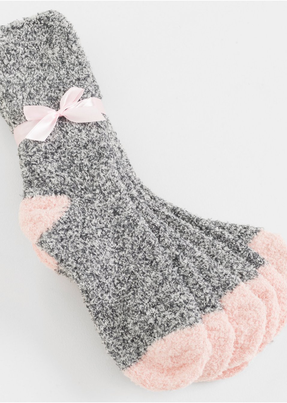 Lot de 4 paires de chaussettes douillettes avec nœud en satin