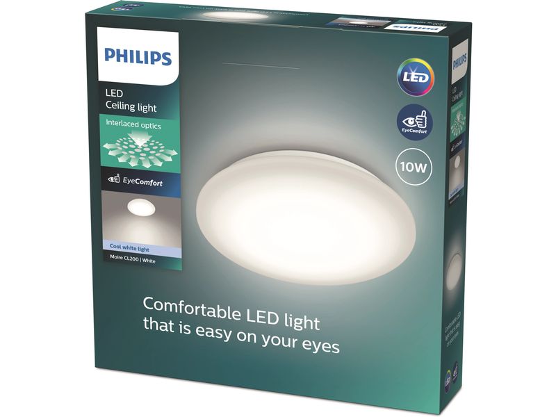 Philips Deckenleuchte Moire CL200, 4000K, 1000 lm weiss LED-Leuchte für gleichmässige Lichtverteilung