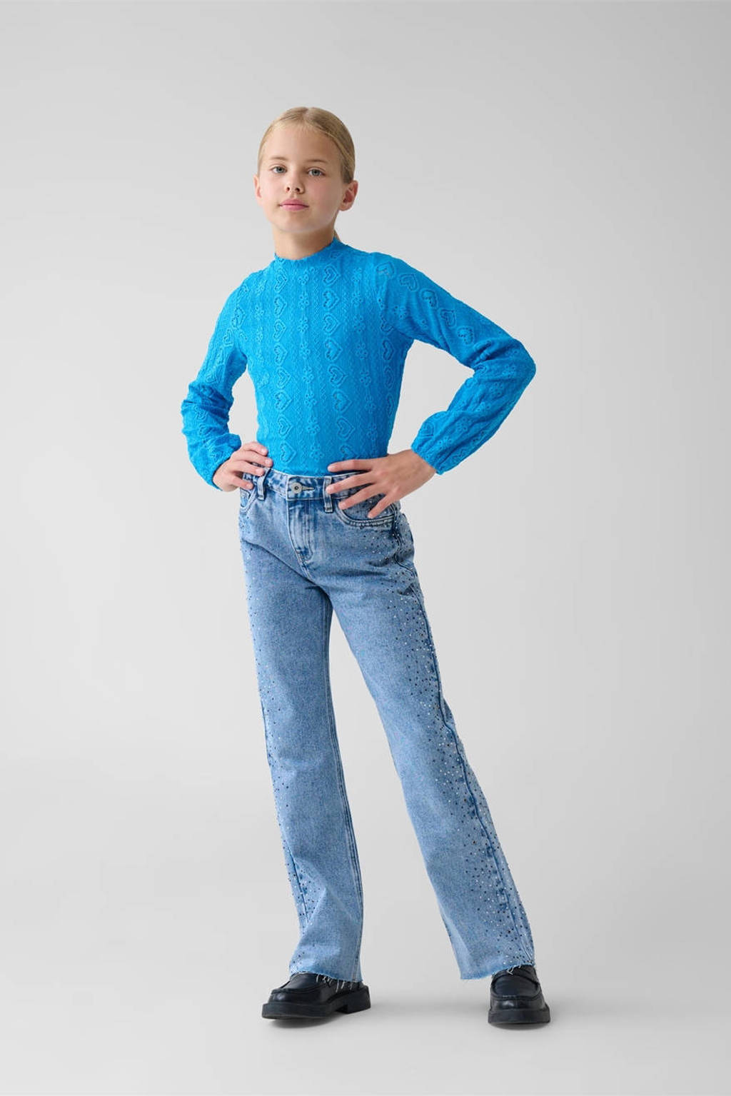 Shoeby top met hartjes en open detail blauw