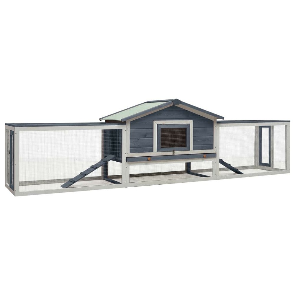 Clapier cage 303 x 60 x 86 cm pin massif et sapin gris