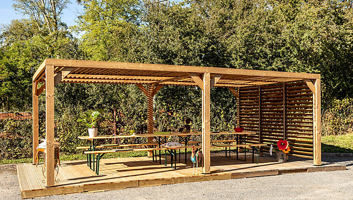 Pergola autoportante manuelle bois Habrita THO3562VT 3,41 x 6,26 m