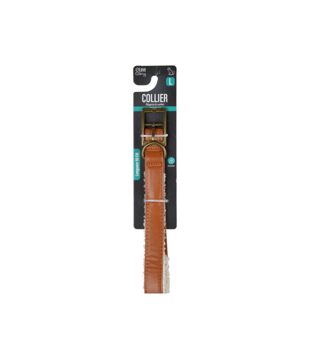 Paris Prix - Collier Pour Chien wooly 50cm Cognac & écru