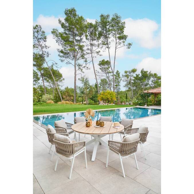 Lot de 2 fauteuils de jardin ORIENGO Taupe & Blanc