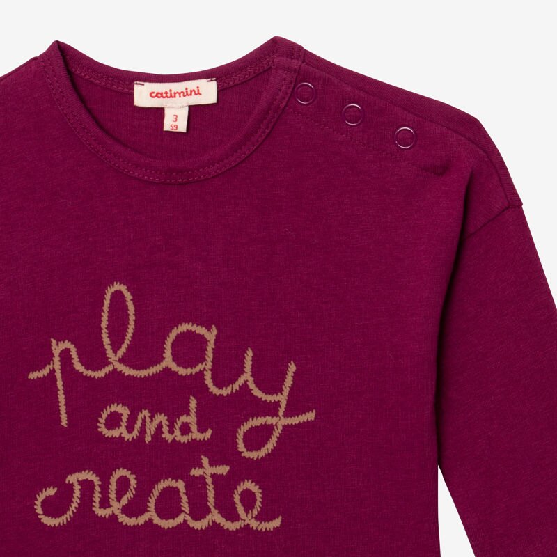 T-shirt bébé violet à message en coton recyclé Catimini Mauve Violet