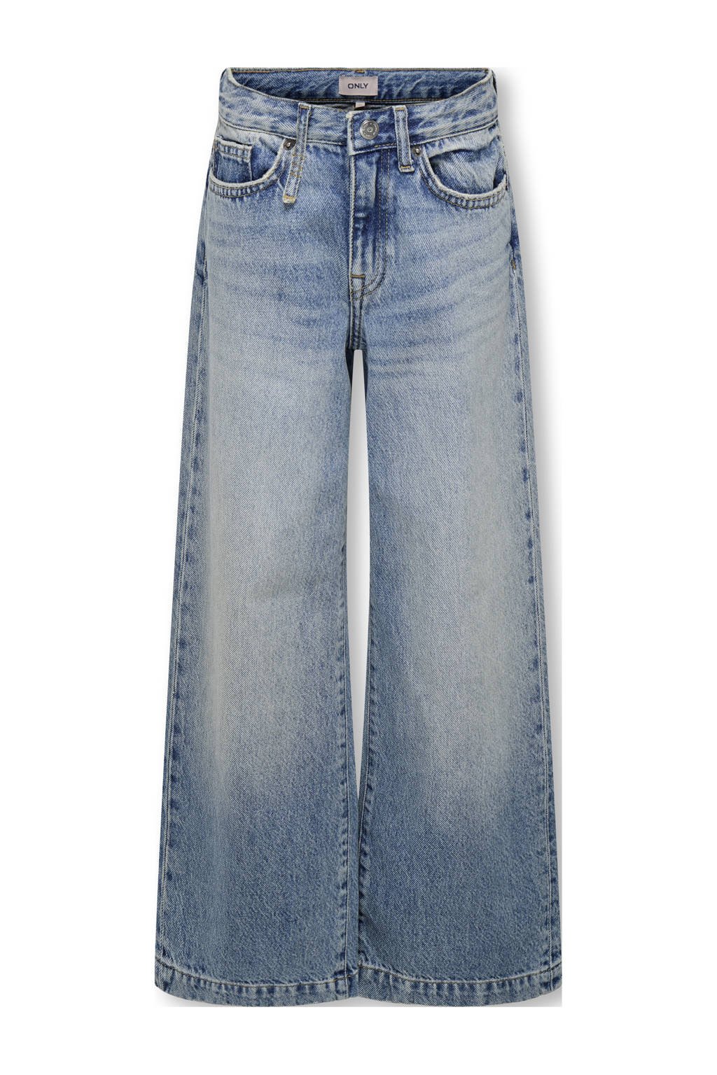 KIDS ONLY GIRL high waist wide leg jeans medium blue denim