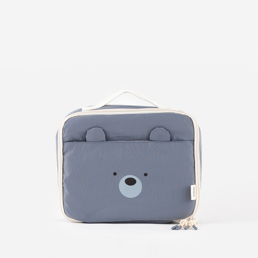 Bolsa térmica V. Things em nylon acolchoado com fecho de zíper e alça superior.