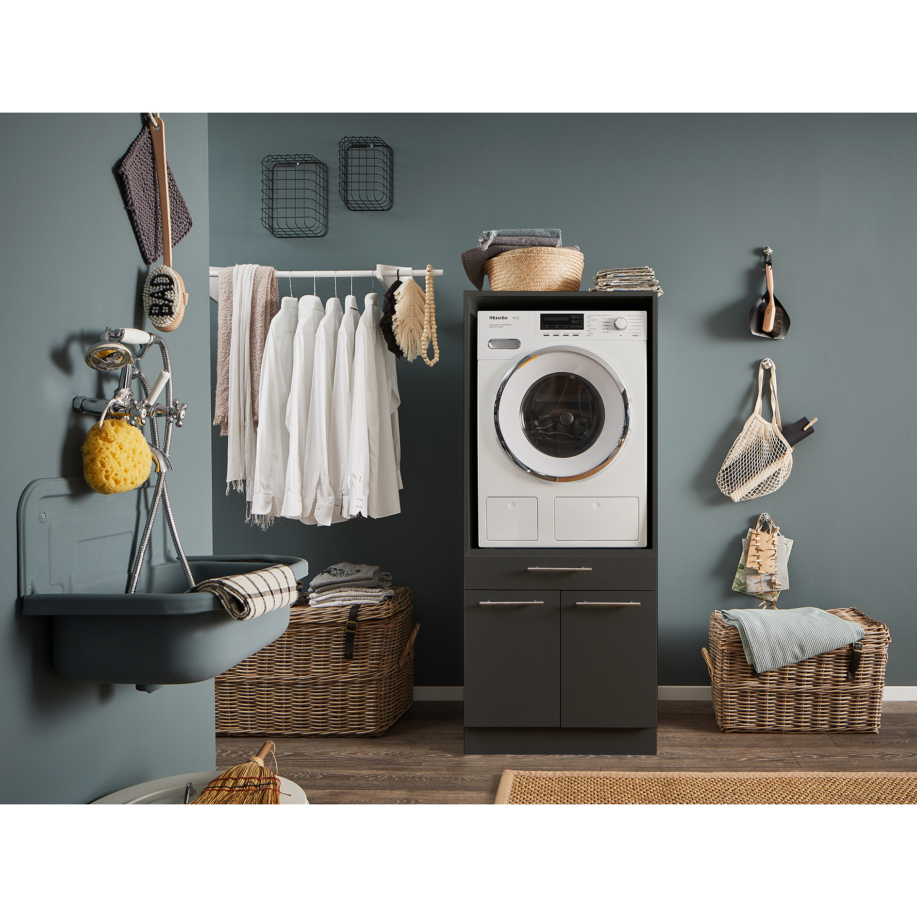 Waschmaschinenschrank - anthrazit - 68 cm breit
