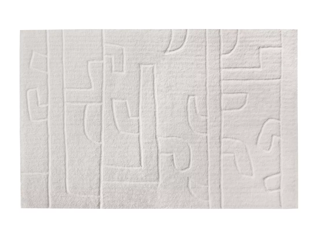 Tapis en relief en laine de Nouvelle-Zélande fait à la main - 200 x 290 cm - 1400g/m2 - Ivoire - CORALIE