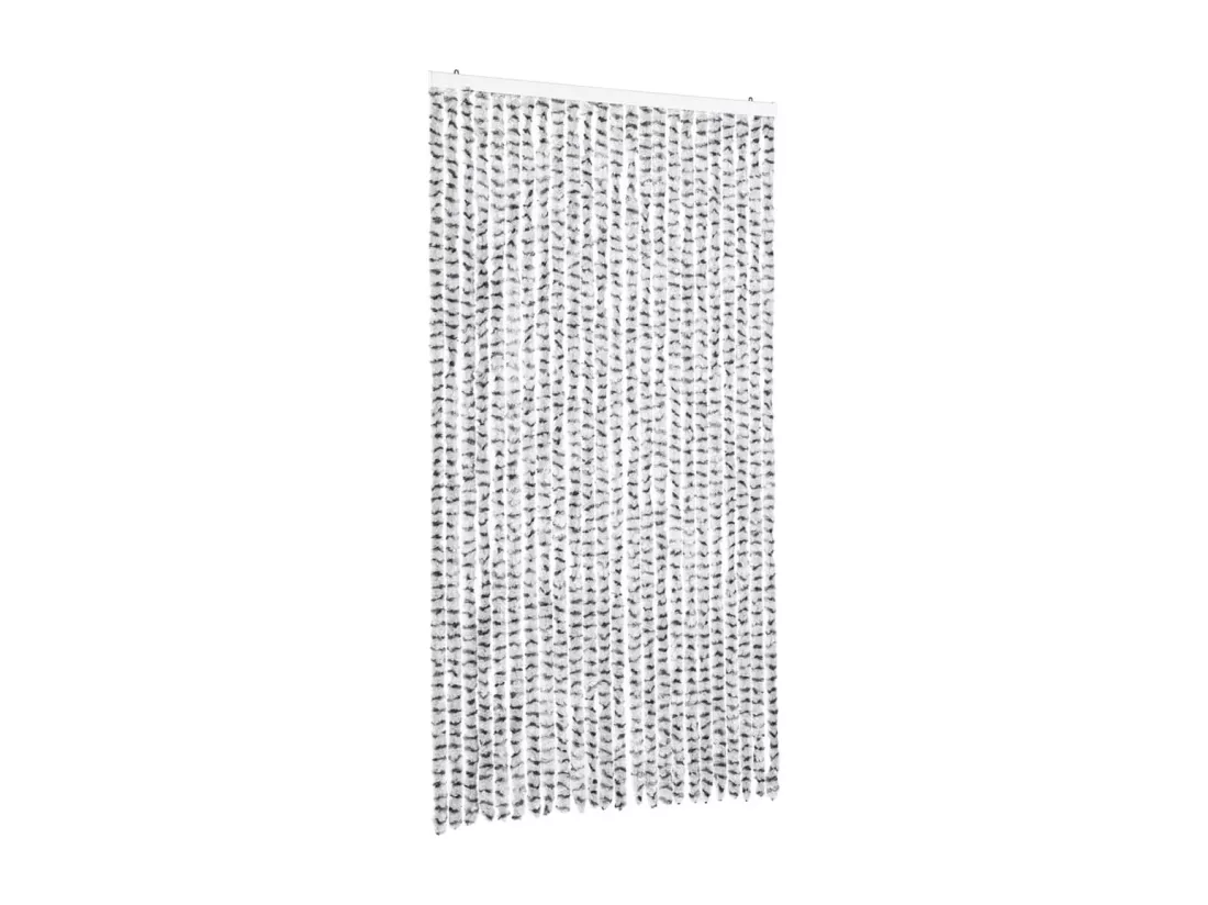 Rideau anti-mouches gris clair et gris foncé 100x230cm chenille