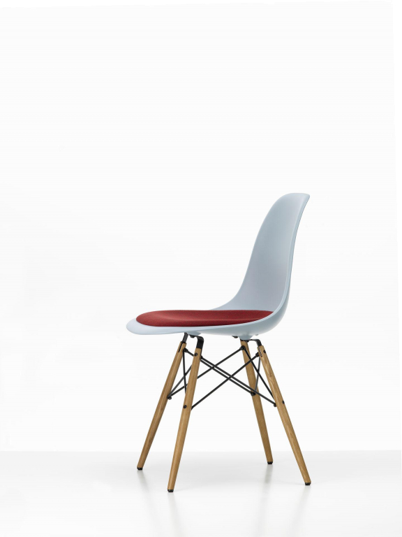 Vitra Eames DSW stoel vast zitkussen red/moorbrown, ijsgrijs