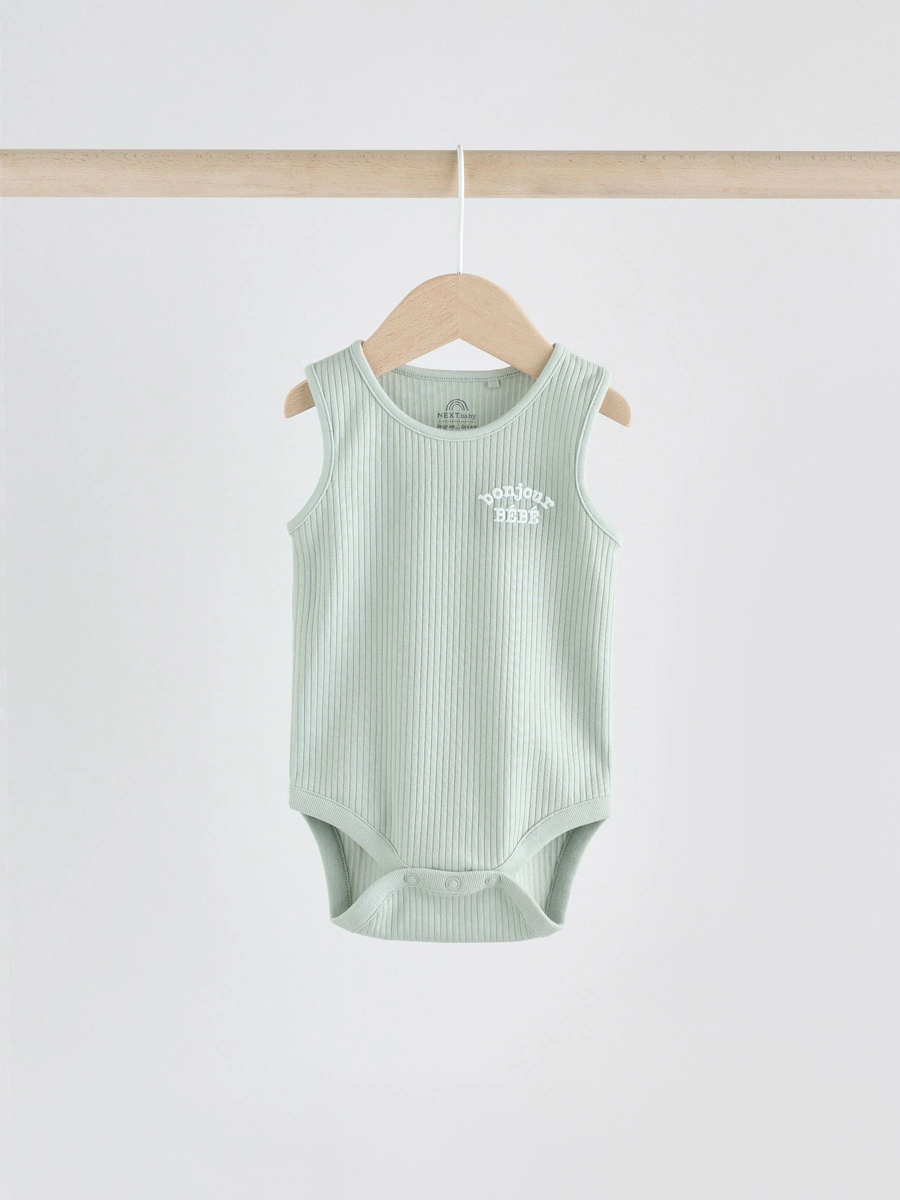 Naturel Bruin/Mintgroen Slogan - Verpakking van 3 rompertjes