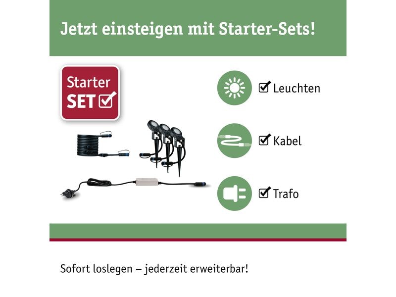 Paulmann Gartenspot Plug & Shine Sting 100° 3000 K, Basisse Setzen Sie Lichtakzente im Garten
