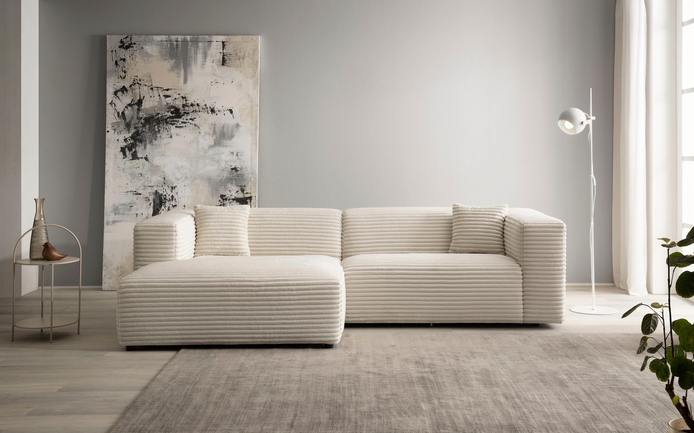 Home affaire Ecksofa »BAKELS, L-Form in Cord oder Boucle-Stoff, moderne Couch« wahlweise Recamiere rechts/links, bequemer Sitzkomfort