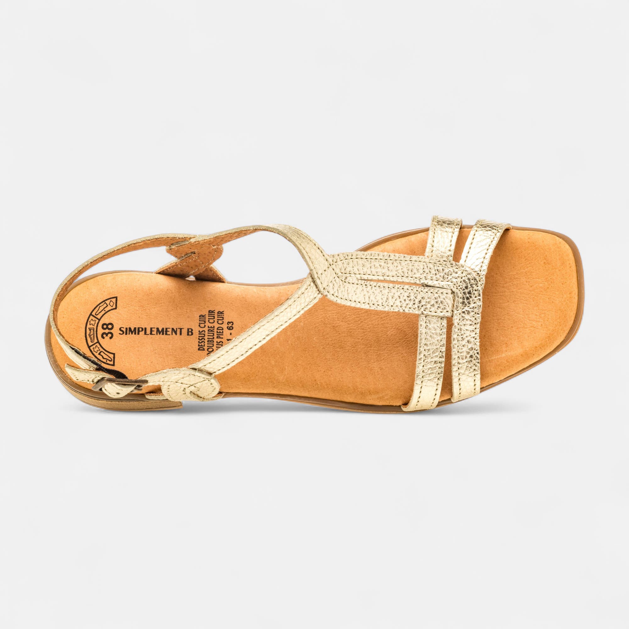 Nu-pieds Femme en cuir or
