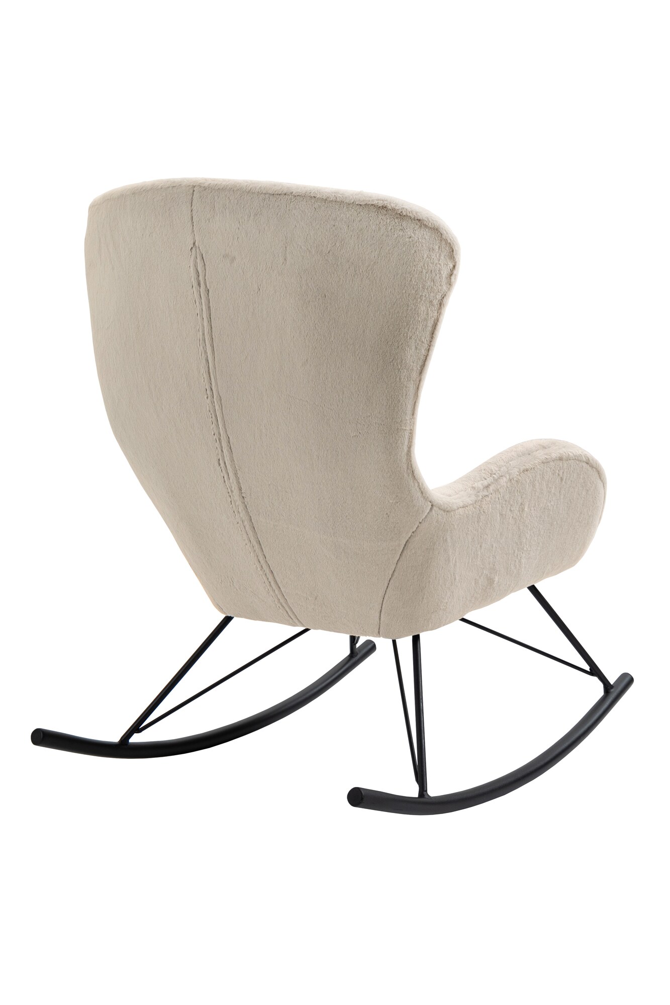 Schaukelstuhl Lammfelloptik beige Schwingstuhl Schwingsessel Schaukelsessel