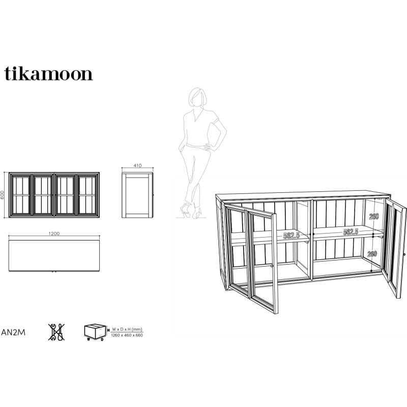 Vitrine double Alex en mindi H 160 cm
