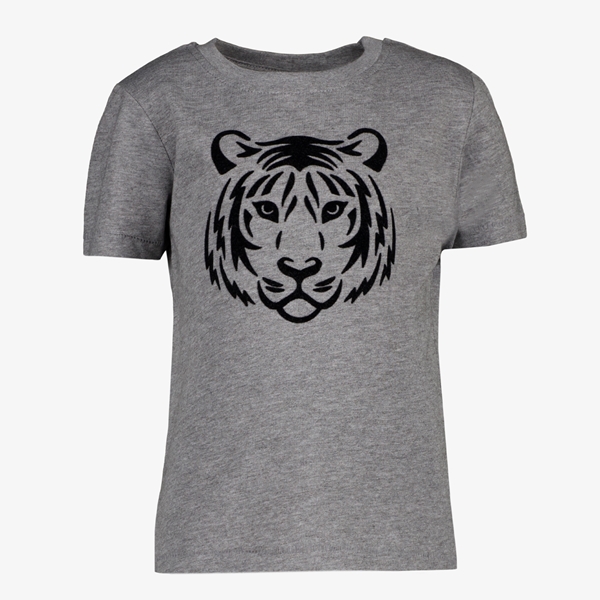 Unsigned kinder T-shirt grijs met tijgerkop