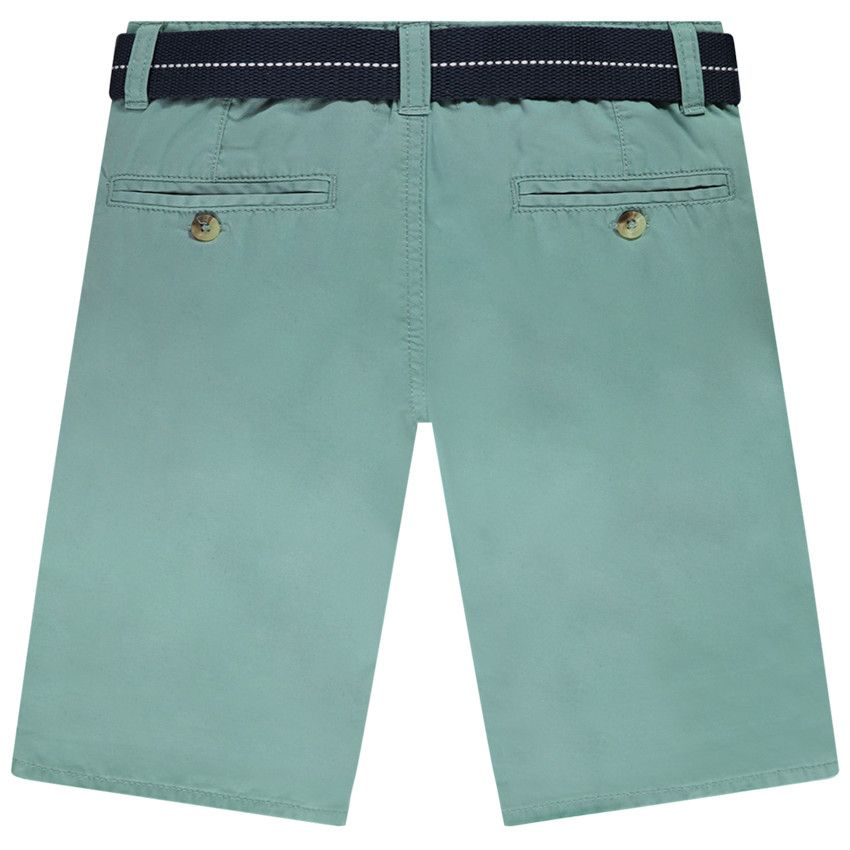 Bermuda uni en twill avec ceinture pour garçon - Kaki