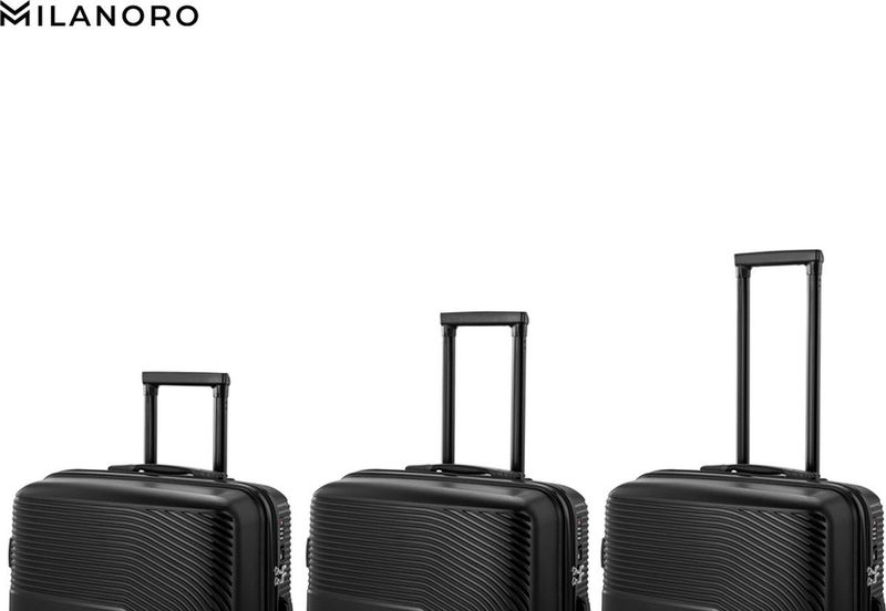 Milanoro - Kofferset - Lichtgewicht - Zwart - Polypropyleen - 360° Wielen & TSA-slot