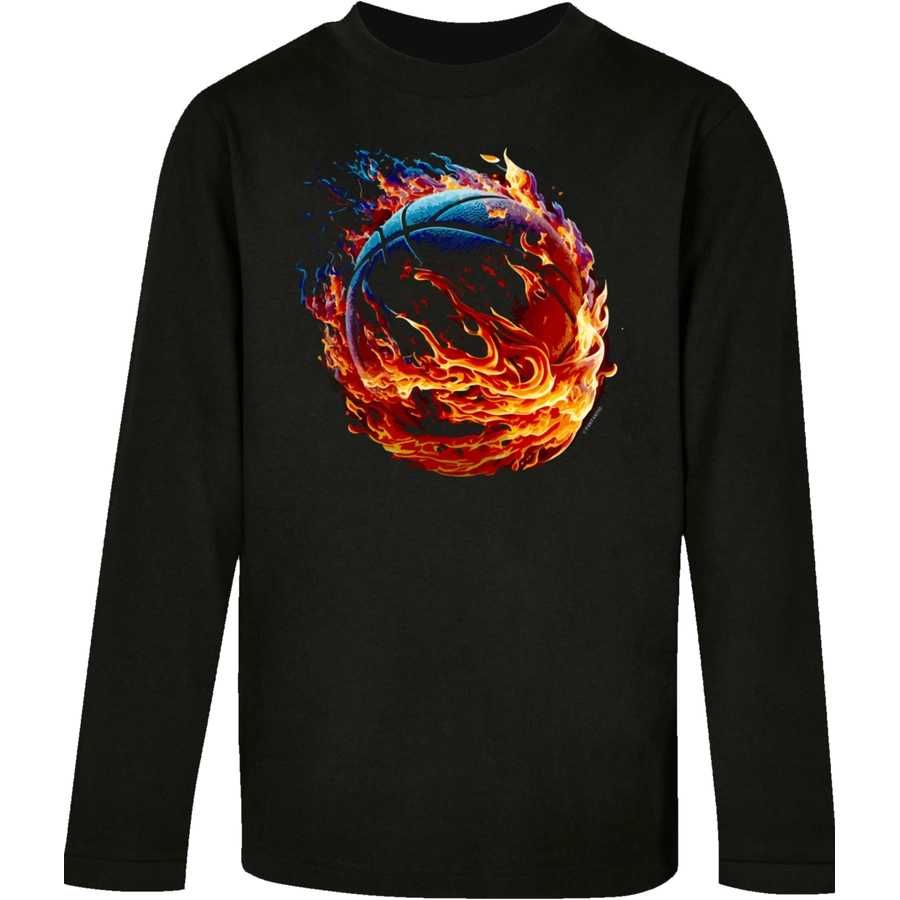 F4NT4STIC Longsleeve Shirt Basketball on fire schwarz