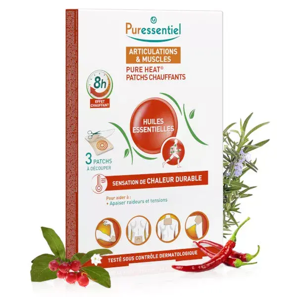 Adesivos térmicos Pure Heat para articulações e músculos da Puressentiel (3 unidades)
